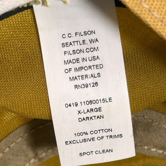 Filson Tin Packer Hat Dark Tan Size XL Made In USA NWT - Picture 6 of 9